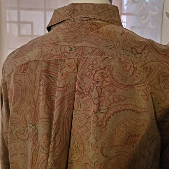TOMMY HILFIEGER Vtg.90's ST.PATRICK DAY OLIVE GREEN LS. ALL Paisley Button Up Lg - Picture 8 of 12